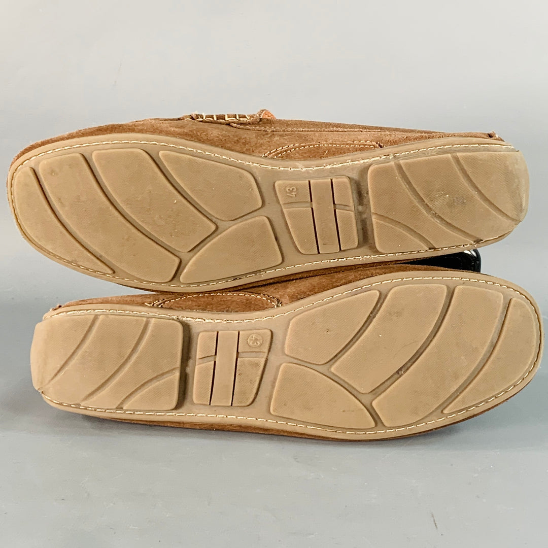 GINO ROSSI Size 10 Brown Contrast Stitch Suede Moccasin Loafers