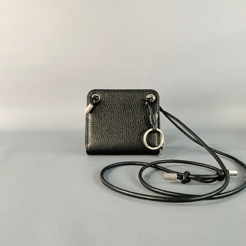 SAINT LAURENT One Size Black Silver Pebble Grain Leather Zip Wallet Handbag