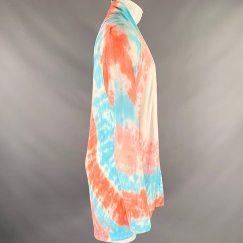 BAJA EAST Size XS Pink Blue Tie Dye Pima Cotton Open Front Cardigan