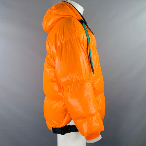 CROQUIS Size S Orange Charcoal Color Block Polyamide Puffer Jacket