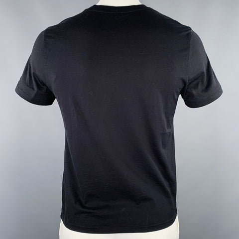 CELINE Size XL Black White Logo Cotton Crew Neck T-shirt