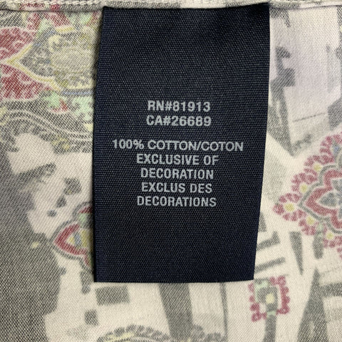 ROBERT GRAHAM Size L Black & White Multi-Color Print Cotton Long Sleeve Shirt