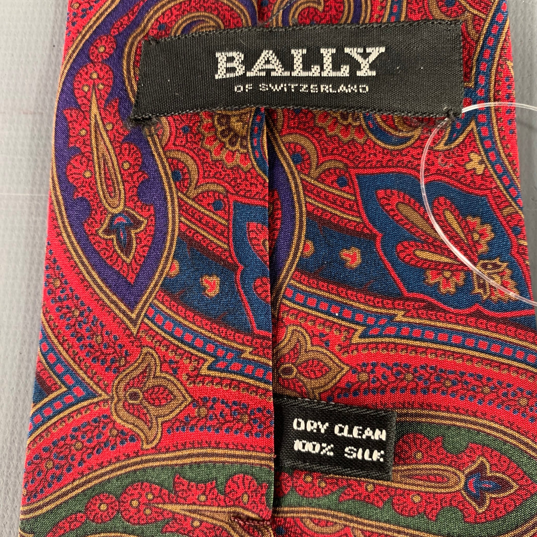 BALLY Burgundy Navy Paisley Silk Tie