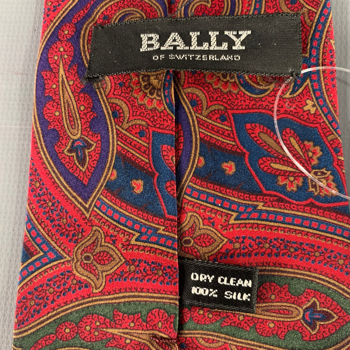 BALLY Burgundy Navy Paisley Silk Tie
