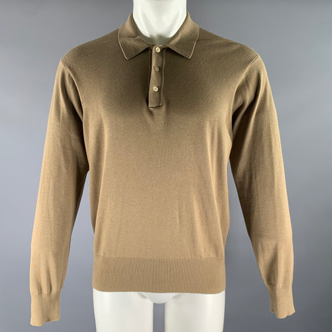 BUCK MASON Size M Green Olive Knit Cashmere Cotton Ribbed Pullover