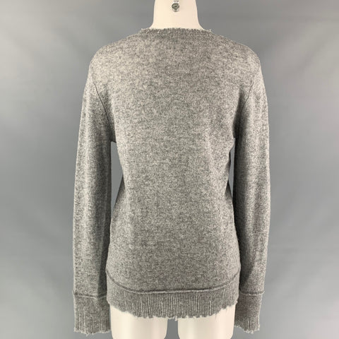 R13 Size S Grey Heather Distressed Cashmere Sweater
