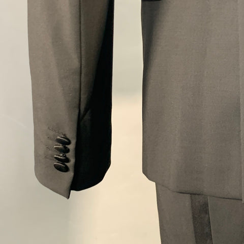 PAUL SMITH Size 40 Black Wool Mohair Peak Lapel Single Button Tuxedo