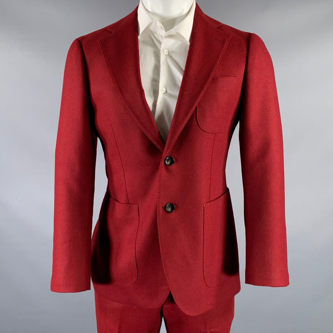 SUITSUPPLY Size 38 Short Burgundy Wool Notch Lapel Suit Sui Generis Designer Consignment SUITSUPPLY Size 38 Short Burgundy Wool Notch Lapel Suit Sui Generis Designer Consignment