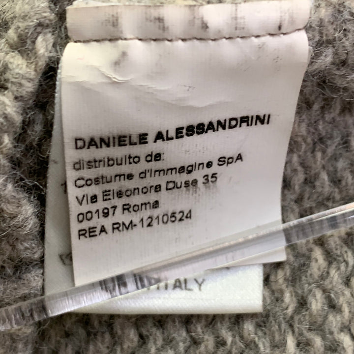 DANIELE ALESSANDRINI Size M Grey Knit Wool Distressed Cardigan