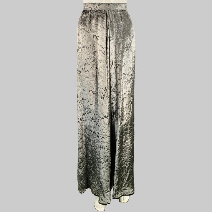 GEOFFREY BEENE Size 6 Grey Green Brown Silk Polyester Velvet Top Skirt Set