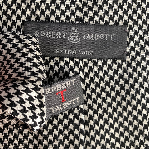 ROBERT TALBOTT White Black Houndstooth Silk Tie