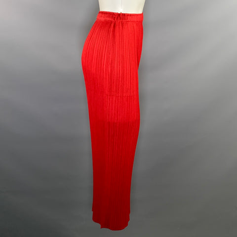 PLEATS PLEASE by ISSEY MIYAKE Size S Red Polyester Pleated Long Skirt