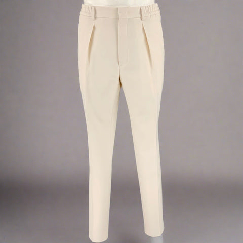 FENDI Size 36 Beige Polyester Wool Pleated Elastic Waistband Dress Pants