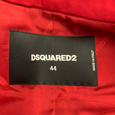 DSQUARED2 Size M Red Wool Blend Double Breasted Peak Lapel Coat
