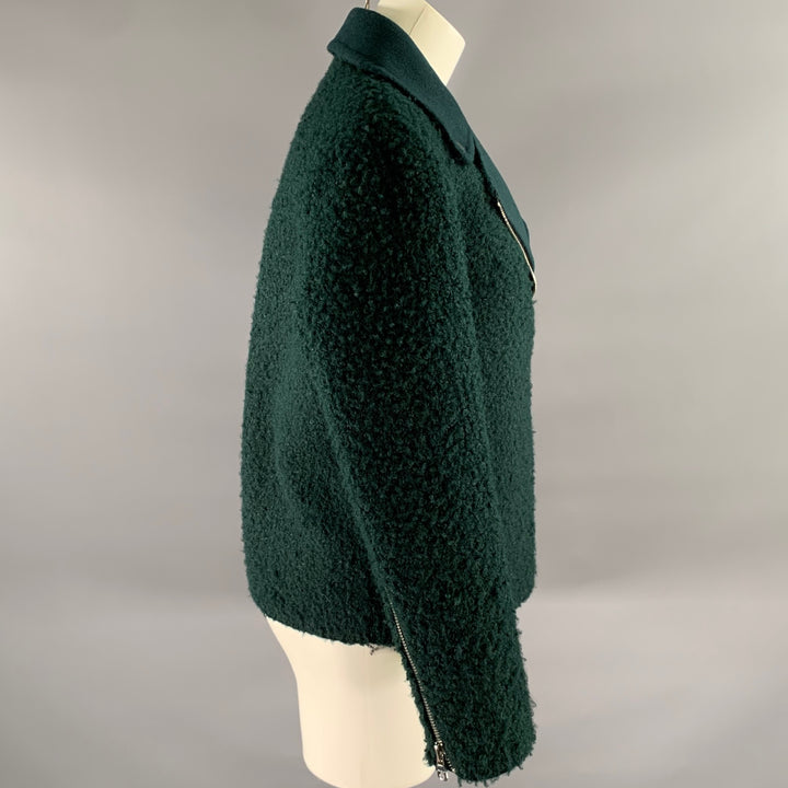 SANDRO Size 3 Teal Polyester Wool Moto Racer Coat