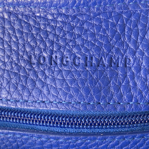LONGCHAMP Blue Pebble Grain Leather Tote Handbag