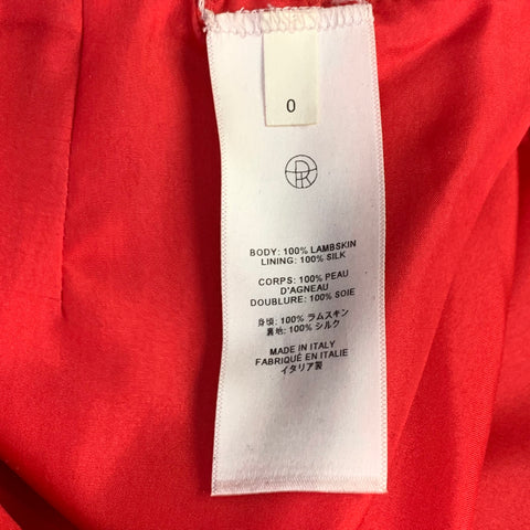 THE ROW Size 0 Bartellette Red Lambskin Pencil Midi Skirt