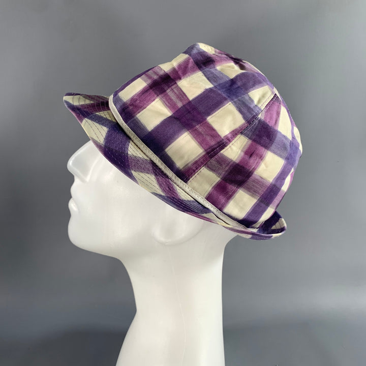 PAUL SMITH Size L Purple White Gingham Cotton Hats