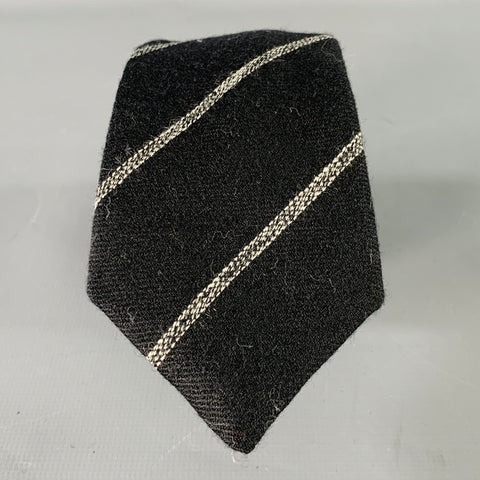 ALEXANDER OLCH Black Grey Diagonal Stripe Wool Tie