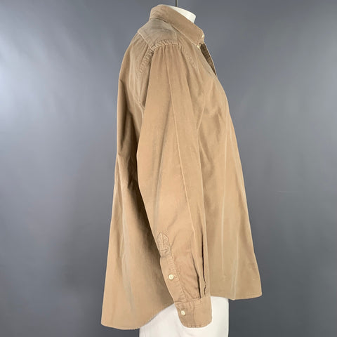 RALPH LAUREN Size XL Taupe Corduroy Cotton Button Down Long Sleeve Shirt