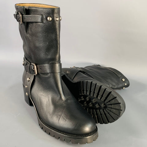 POLO by RALPH LAUREN Size 8 Black Silver Leather Studded Harness Boots