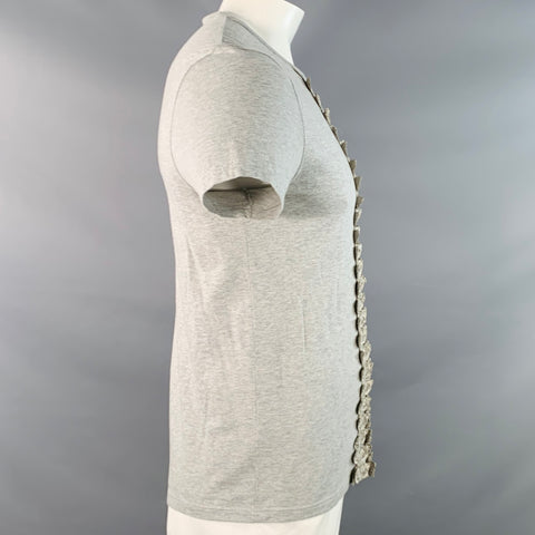 T-shirt BURBERRY PRORSUM gris, taille XL, orné de broderies, col rond, en coton