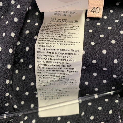 Chemise à nœud PLAN C en soie à pois noirs et blancs taille M