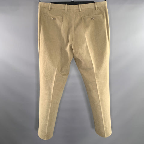 LORO PIANA Size 42 Tan Khaki Solid Cotton Flat Front Casual Pants