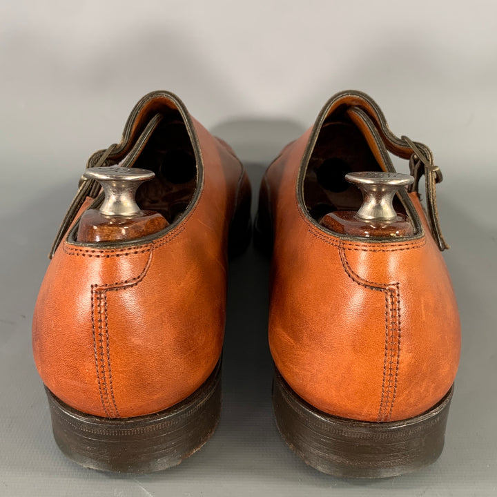 RALPH LAUREN Size 8.5 Brown Wingtip Leather Monk Strap Loafers