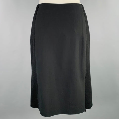 KENZO Size S Black Wool Blend Mixed Fabrics Pencil Skirt