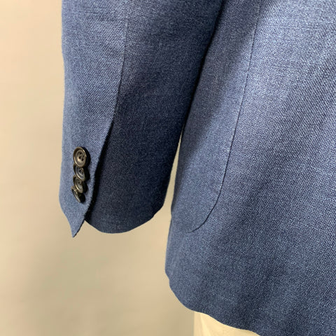 SARTORIO Size 44 Blue Silk Blend Single Breasted Sport Coat