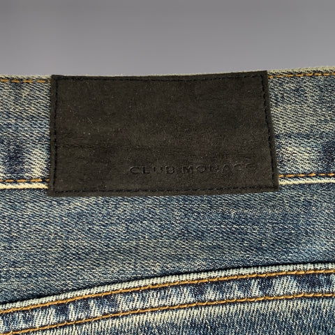 CLUB MONACO Size 31 Blue Cotton Blend Tapered Contrast Stitch Jeans