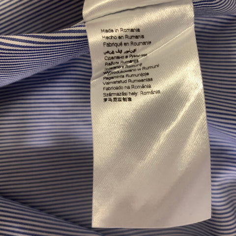 ETON Size L Blue White Stripe Cotton Long Sleeve Shirt
