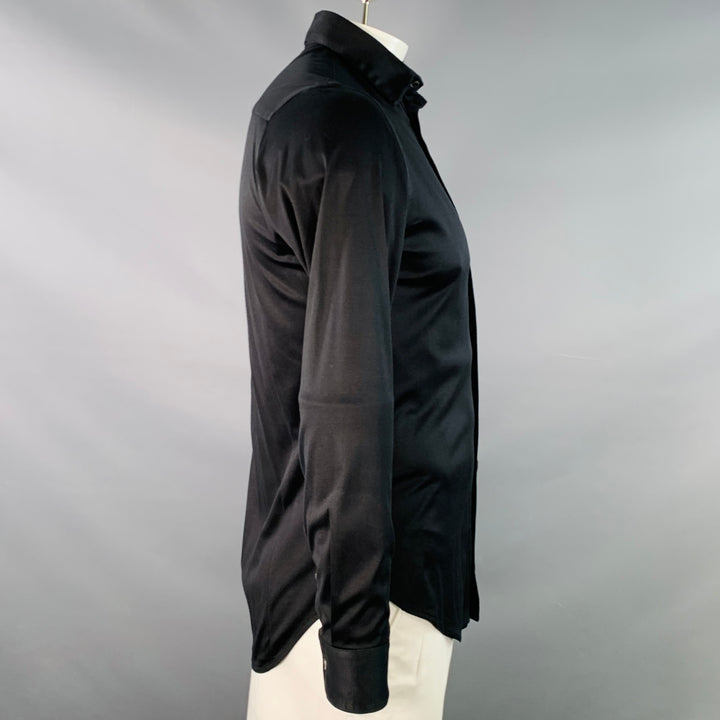 GIORGIO ARMANI Size M Black Spread Collar Long Sleeve Shirt