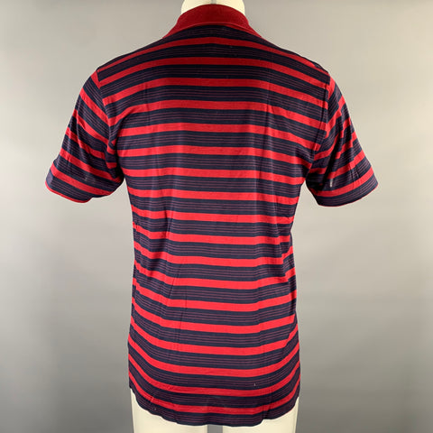 CHRISTIAN DIOR Size M Red Navy Stripe Cotton Polo