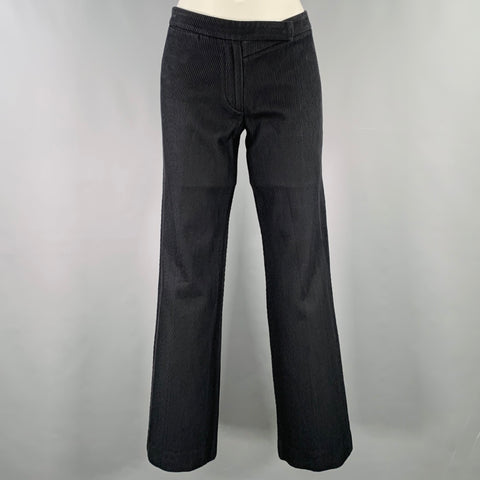 ANN DEMEULEMEESTER Size 6 Black Cotton Textured Flat Front Casual Pants