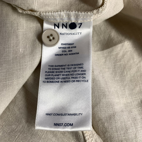 NN07 Size L Tan Linen Camp Short Sleeve Shirt
