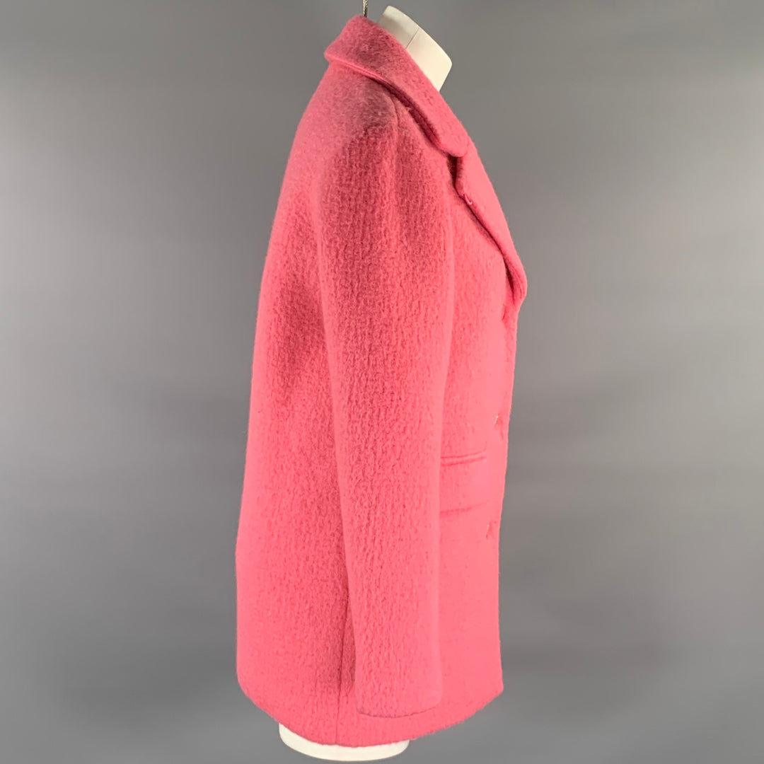 EMPORIO ARMANI Size XS Pink Wool  Polyester Textured Notch Lapel Coat
