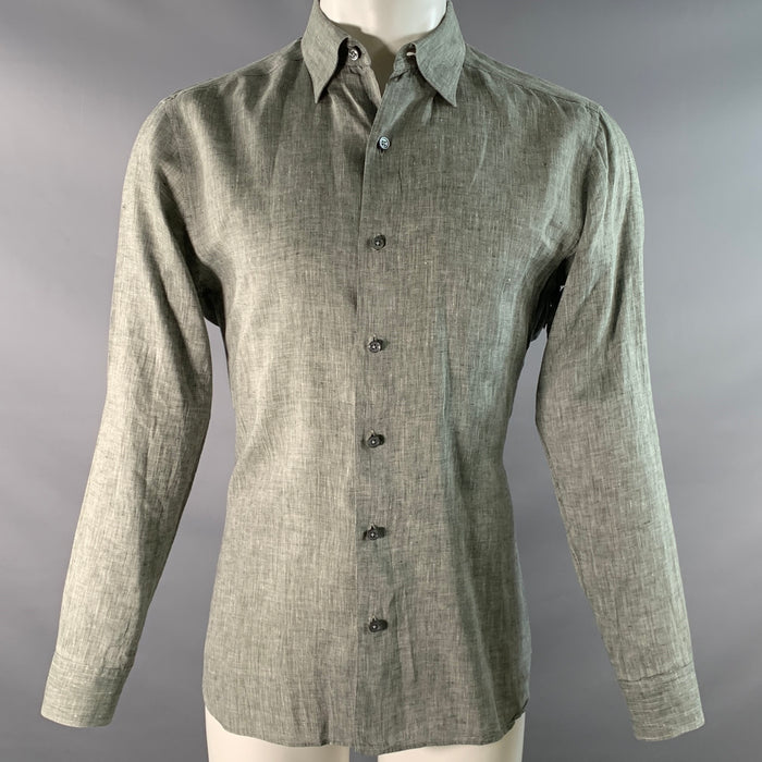 ERMENEGILDO ZEGNA Size M Green Grey HeatherLong Sleeve Shirt