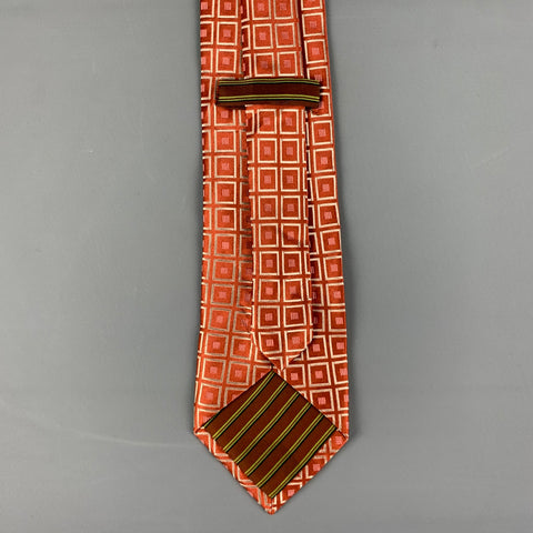 VINTAGE Orange Print Silk Tie