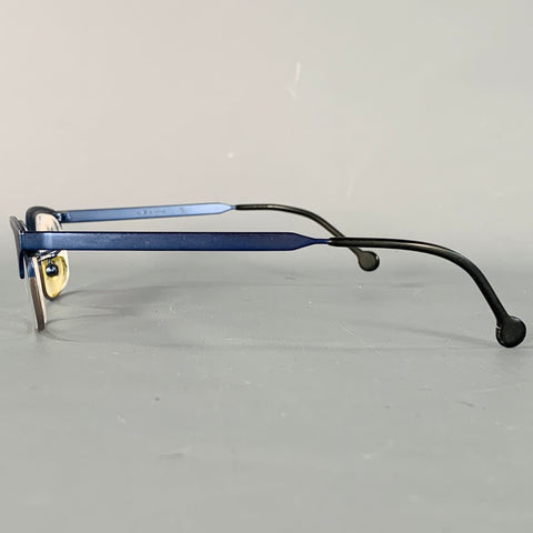 L.A.EYEWORKS Swell Blue Black Metal Semi Rimless Glasses Frames