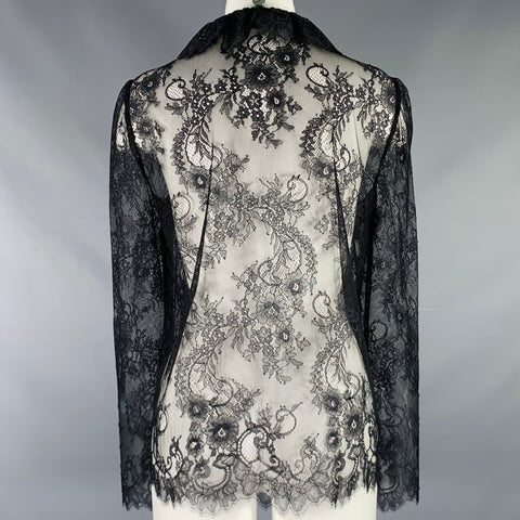 PHILOSOPHY di LORENZO SERAFINI Size M Black Lace Ruffle Blouse