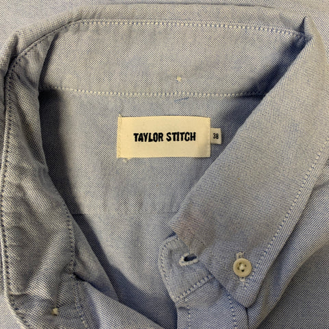 TAYLOR STITCH Size S Blue Heather Cotton Button Down Short Sleeve Shirt