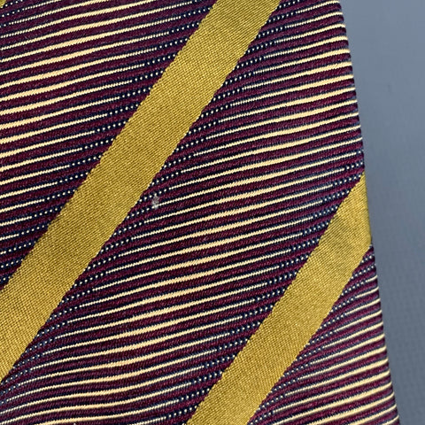 LUCIANO BARBERA Purple Olive Diagonal Stripe Jacquard Silk Tie