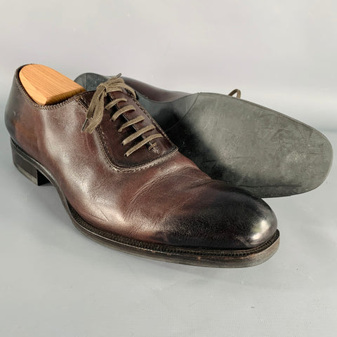 TOM FORD Size 10.5 Brown Leather Oxford Lace-Up Shoes