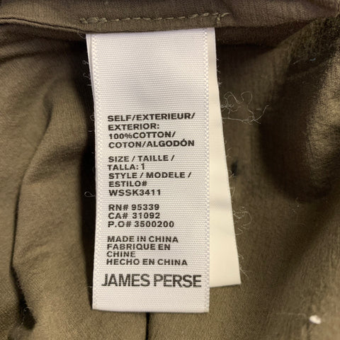 JAMES PERSE Size S Green Cotton Two Pockets Long Sleeve Shirt