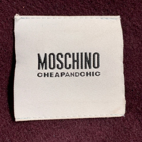 MOSCHINO Size 8 Pink Maroon Wool Blend Woven Bow Snaps Jacket Blazer