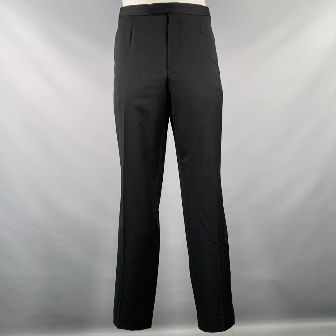 ERMENEGILDO ZEGNA Size 46 Black Wool Single Button Tuxedo