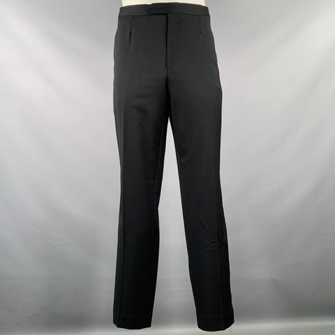 ERMENEGILDO ZEGNA Size 46 Black Wool Single Button Tuxedo