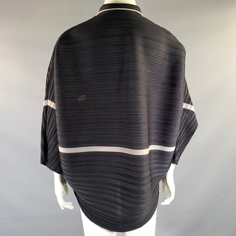 VANITE COUTURE Size One Size Grey White Polyester Spandex Pleated Casual Top